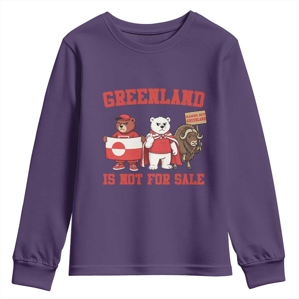 Greenland Is Not For Sale Youth Sweatshirt Greenland Lover Support TS12 Purple Print Your Wear