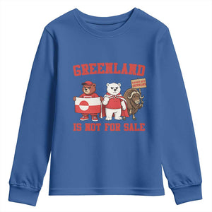 Greenland Is Not For Sale Youth Sweatshirt Greenland Lover Support TS12 Royal Blue Print Your Wear