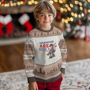 Champions Are Maye'd In New England Ugly Christmas Sweater Game Day Sports Fan Gift TS12 Mocha Mousse Print Your Wear