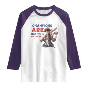 Champions Are Maye'd In New England Raglan Shirt Game Day Sports Fan Gift TS12 White Purple Print Your Wear