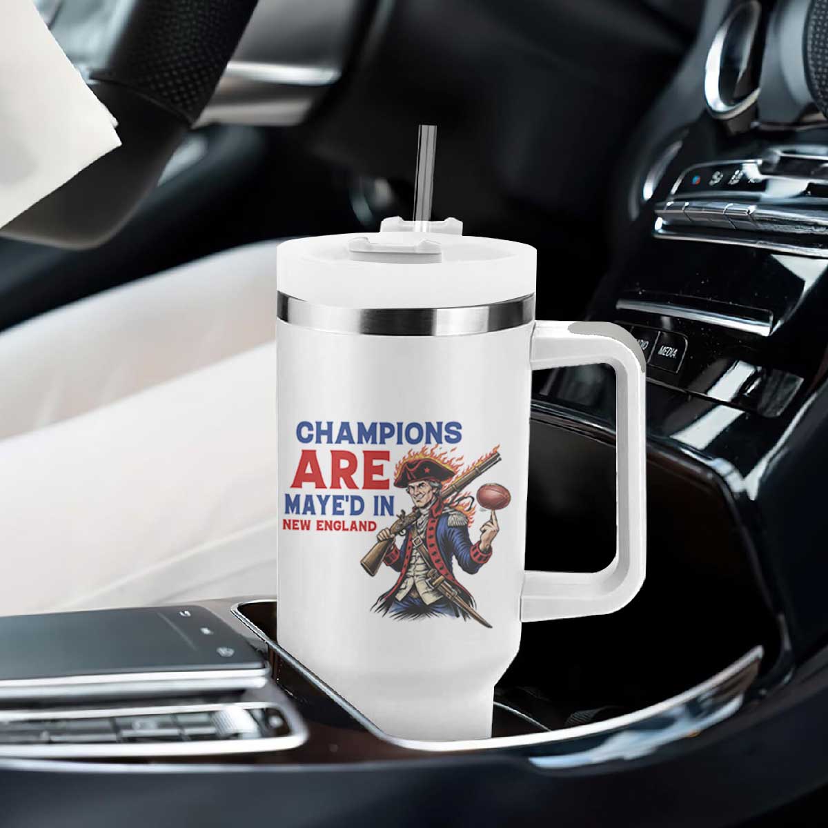 Champions Are Maye'd In New England Tumbler With Handle Game Day Sports Fan Gift TS12 Print Your Wear