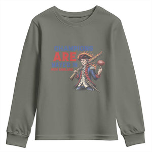 Champions Are Maye'd In New England Youth Sweatshirt Game Day Sports Fan Gift TS12 Military Green Print Your Wear