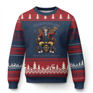 Champions Are Maye'd In NE Ugly Christmas Sweater Football Quarterback Number 10 TS12 Navy Red Print Your Wear