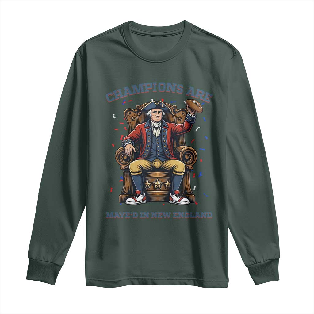 Champions Are Maye'd In NE Long Sleeve Shirt Football Quarterback Number 10 TS12 Dark Forest Green Print Your Wear