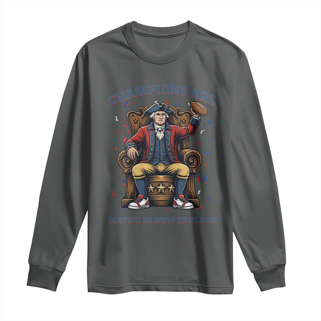 Champions Are Maye'd In NE Long Sleeve Shirt Football Quarterback Number 10 TS12 Dark Heather Print Your Wear