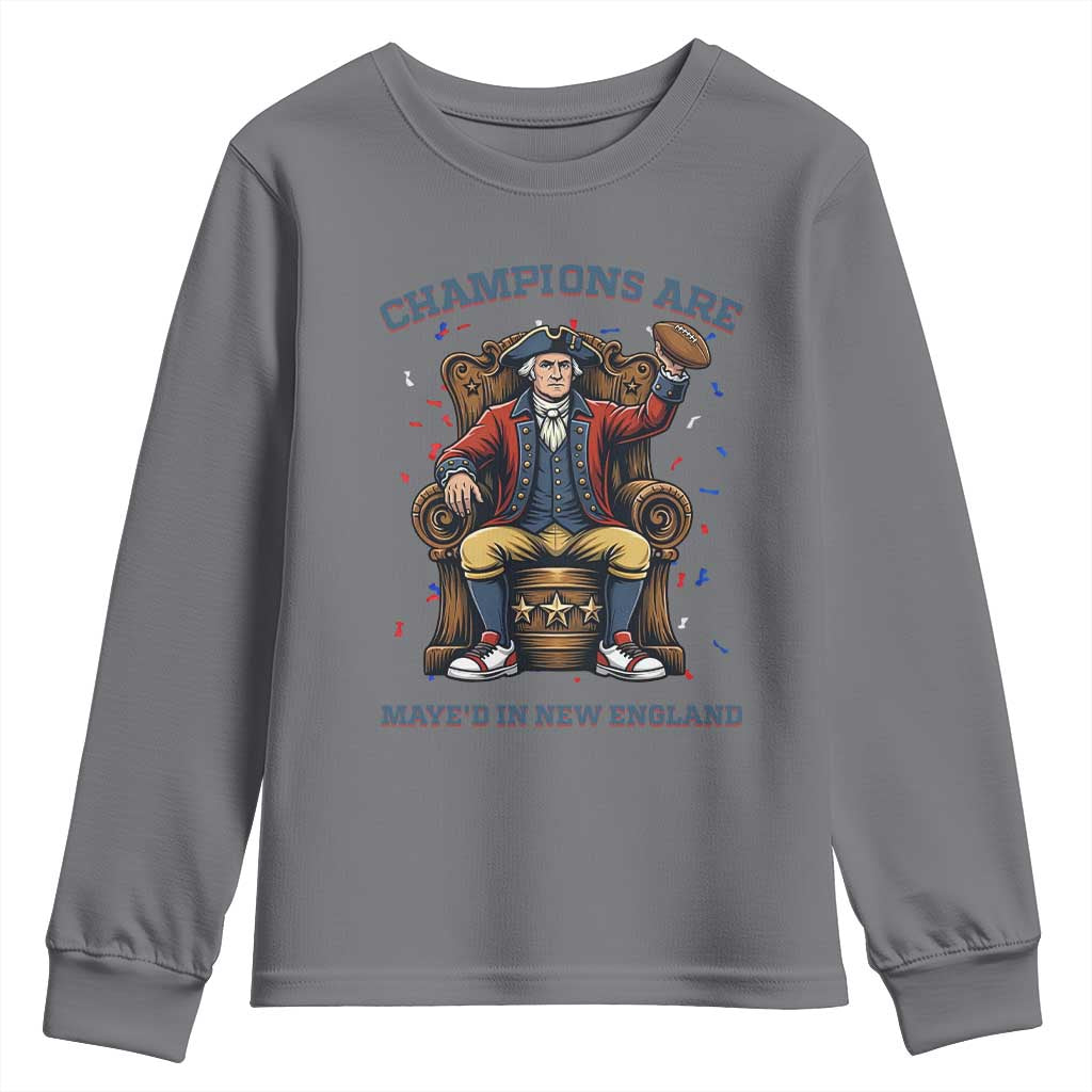 Champions Are Maye'd In NE Youth Sweatshirt Football Quarterback Number 10 TS12 Charcoal Print Your Wear