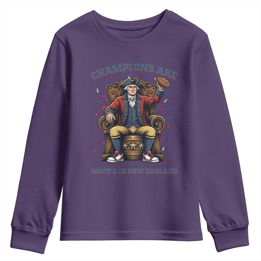 Champions Are Maye'd In NE Youth Sweatshirt Football Quarterback Number 10 TS12 Purple Print Your Wear