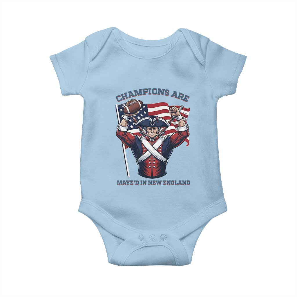 Champions Are Maye'd In New England Baby Onesie Funny Quarterback Football Fan TS12 Light Blue Print Your Wear