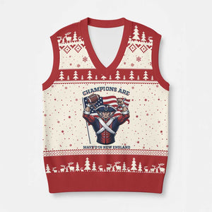 Champions Are Maye'd In New England V-Neck Knit Sweater Vest Funny Quarterback Football Fan TS12 Beige Red Print Your Wear