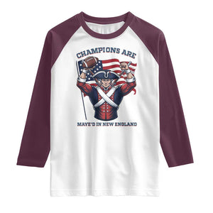 Champions Are Maye'd In New England Raglan Shirt Funny Quarterback Football Fan TS12 White Maroon Print Your Wear