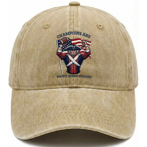Champions Are Maye'd In New England Washed Cotton Baseball Cap Funny Quarterback Football Fan TS12 Print Your Wear