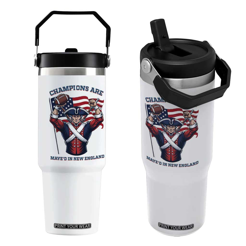 Champions Are Maye'd In New England Flip Straw Tumbler Funny Quarterback Football Fan TS12 One Size: 30 oz White Print Your Wear