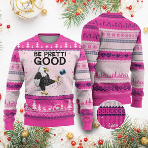 American Eagle Be Pretti Good Ugly Christmas Sweater Minneapolis Support Gift TS12 Hot Pink Print Your Wear