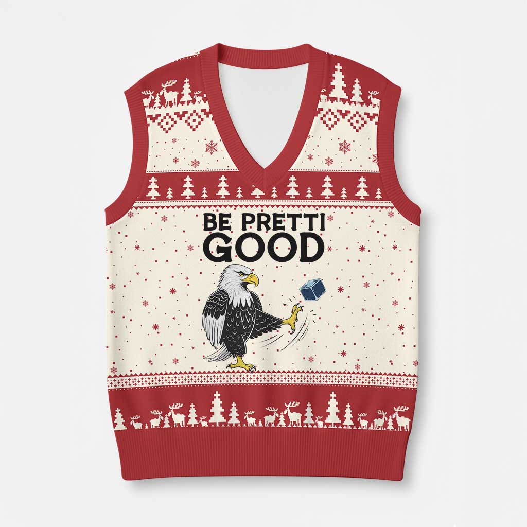 American Eagle Be Pretti Good V-Neck Knit Sweater Vest Minneapolis Support Gift TS12 Beige Red Print Your Wear