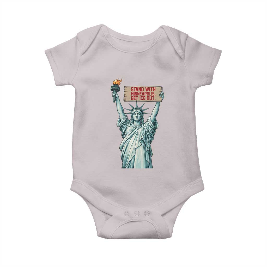 Stand With Minneapolis Baby Onesie Statue Of Liberty Torch Justice Support TS12 Ice Gray Print Your Wear