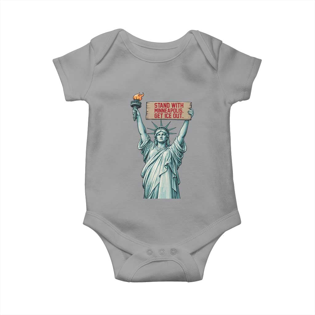 Stand With Minneapolis Baby Onesie Statue Of Liberty Torch Justice Support TS12 Sport Gray Print Your Wear