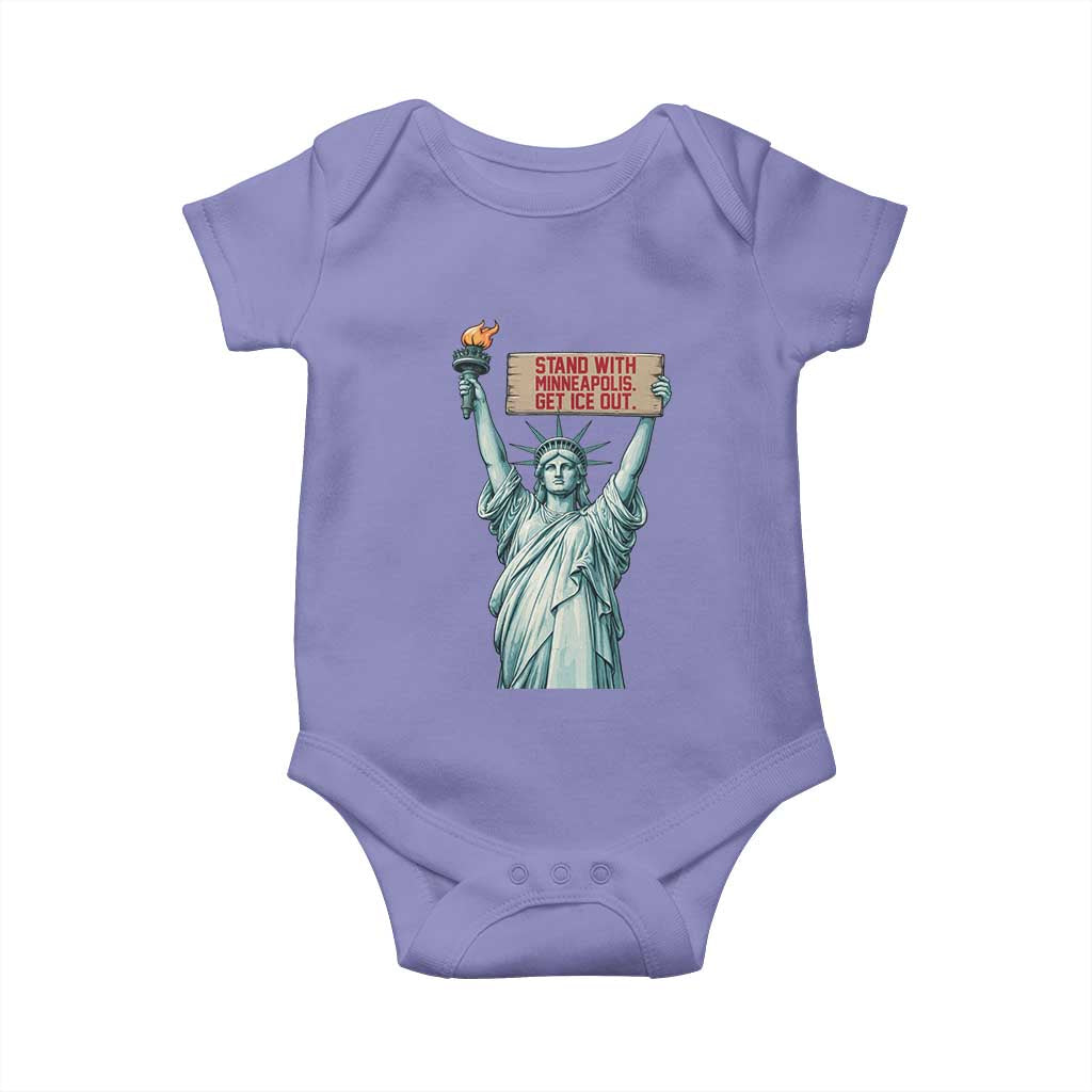 Stand With Minneapolis Baby Onesie Statue Of Liberty Torch Justice Support TS12 Violet Print Your Wear