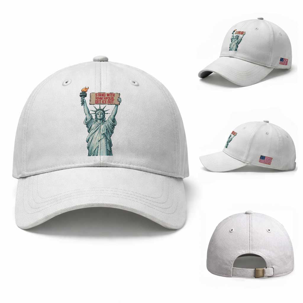 Stand With Minneapolis Baseball Cap Statue Of Liberty Torch Justice Support TS12 Baseball Cap Universal Fit White Print Your Wear