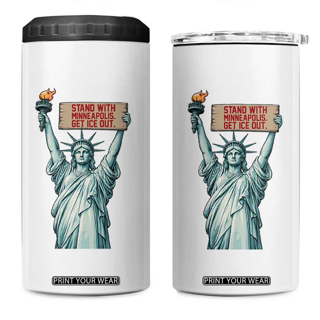 Stand With Minneapolis 4 in 1 Can Cooler Tumbler Statue Of Liberty Torch Justice Support TS12 One Size: 16 oz White Print Your Wear
