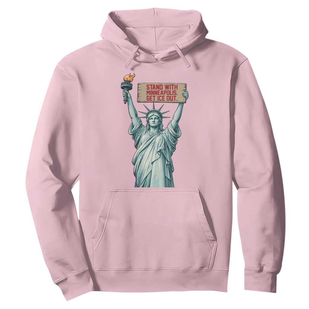 Stand With Minneapolis Hoodie Statue Of Liberty Torch Justice Support TS12 Light Pink Print Your Wear