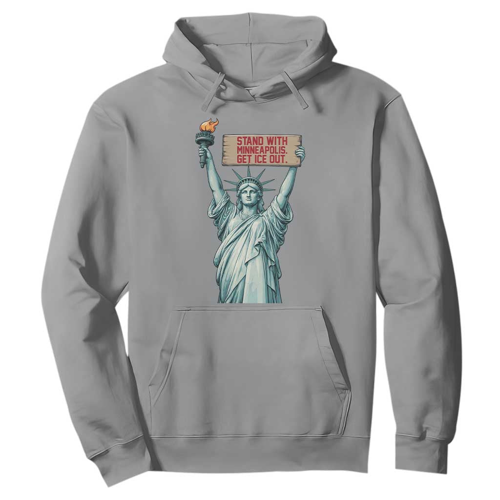 Stand With Minneapolis Hoodie Statue Of Liberty Torch Justice Support TS12 Sport Gray Print Your Wear