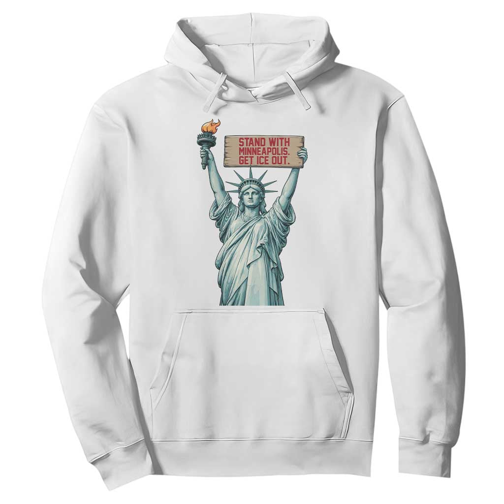 Stand With Minneapolis Hoodie Statue Of Liberty Torch Justice Support TS12 White Print Your Wear