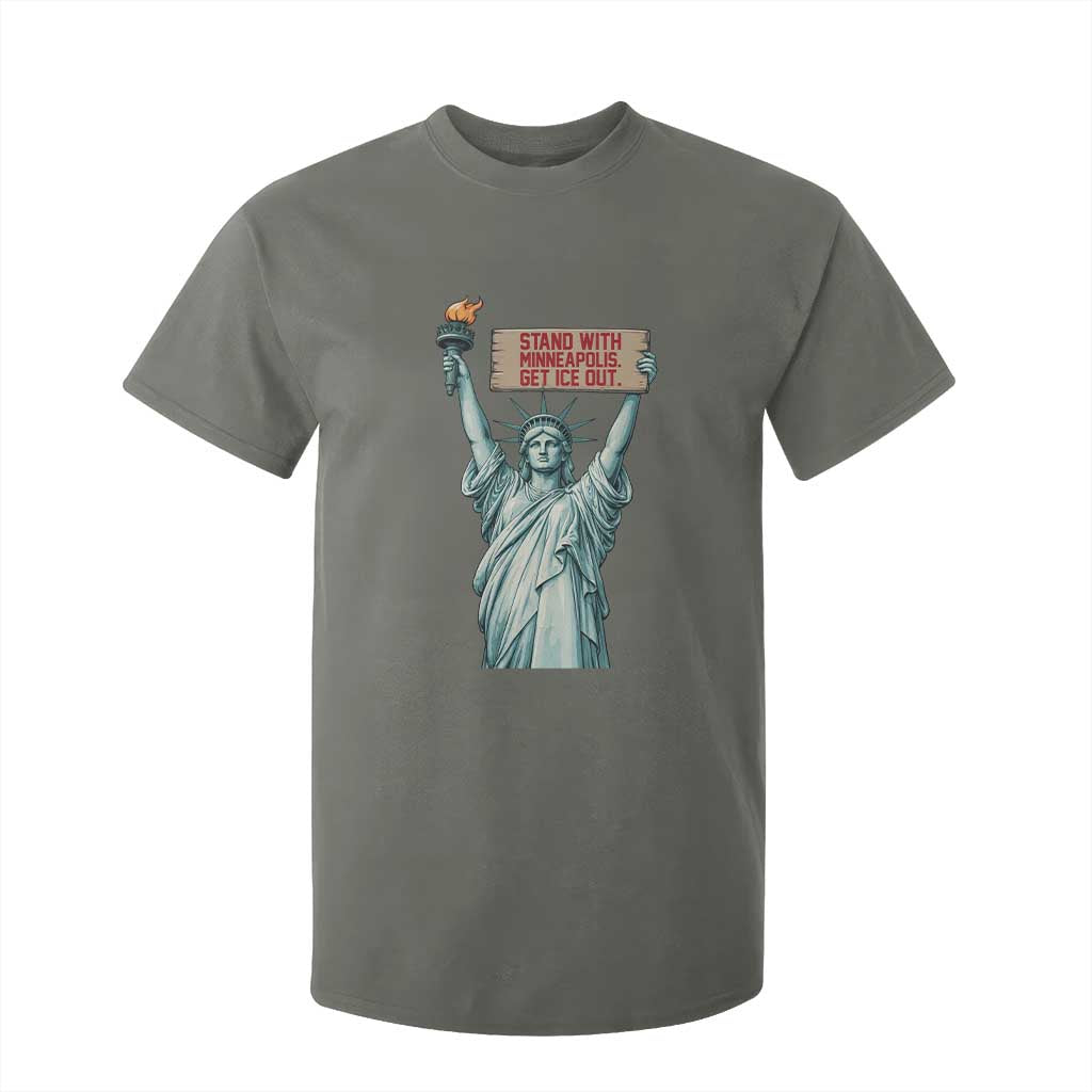 Stand With Minneapolis T Shirt For Kid Statue Of Liberty Torch Justice Support TS12 Military Green Print Your Wear