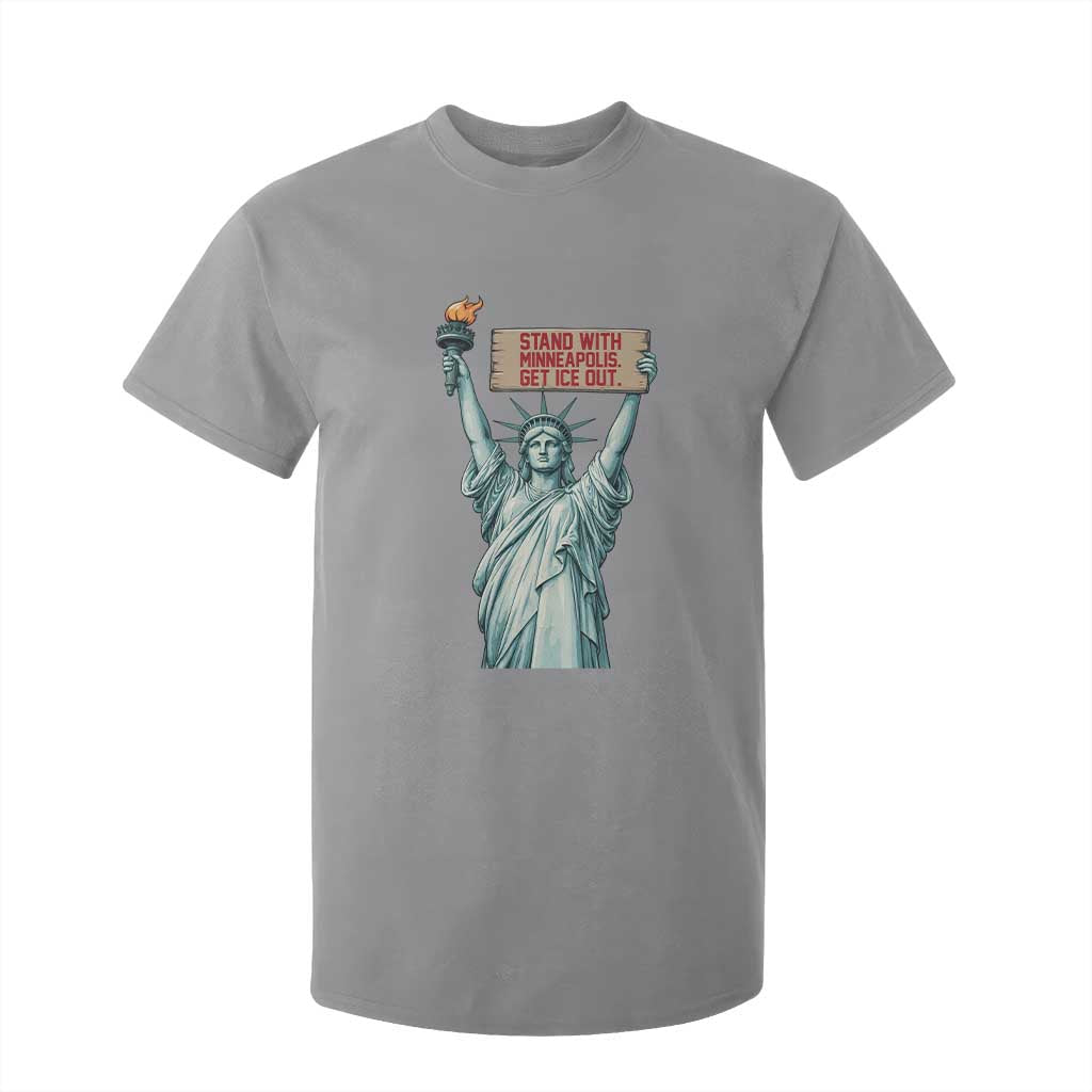 Stand With Minneapolis T Shirt For Kid Statue Of Liberty Torch Justice Support TS12 Sport Gray Print Your Wear