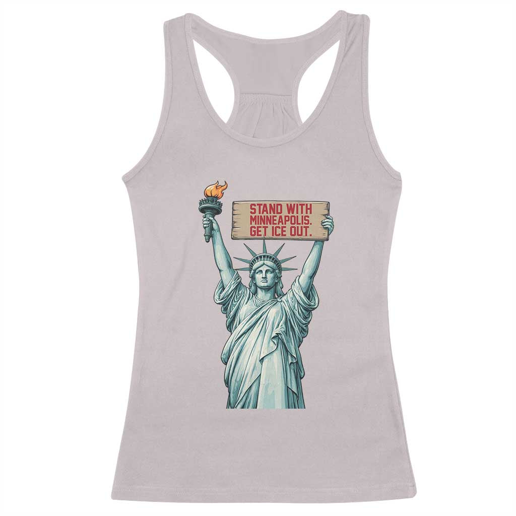 Stand With Minneapolis Racerback Tank Top Statue Of Liberty Torch Justice Support TS12 Ice Gray Print Your Wear