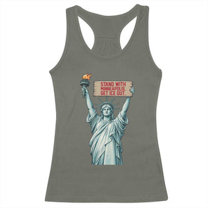 Stand With Minneapolis Racerback Tank Top Statue Of Liberty Torch Justice Support TS12 Military Green Print Your Wear
