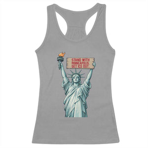 Stand With Minneapolis Racerback Tank Top Statue Of Liberty Torch Justice Support TS12 Sport Gray Print Your Wear