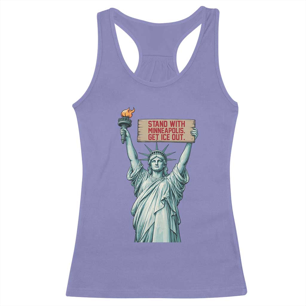 Stand With Minneapolis Racerback Tank Top Statue Of Liberty Torch Justice Support TS12 Violet Print Your Wear