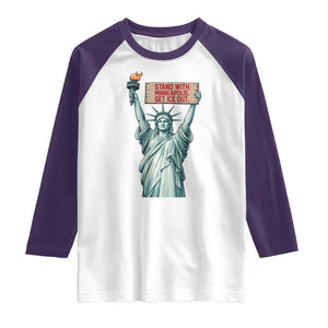 Stand With Minneapolis Raglan Shirt Statue Of Liberty Torch Justice Support TS12 White Purple Print Your Wear
