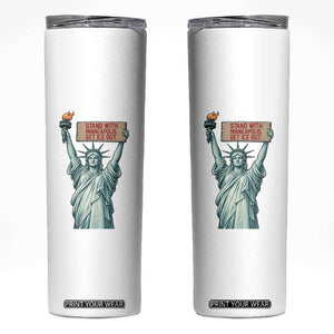 Stand With Minneapolis Skinny Tumbler Statue Of Liberty Torch Justice Support TS12 White Print Your Wear
