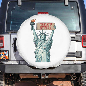 Stand With Minneapolis Spare Tire Cover Statue Of Liberty Torch Justice Support TS12 No hole White Print Your Wear