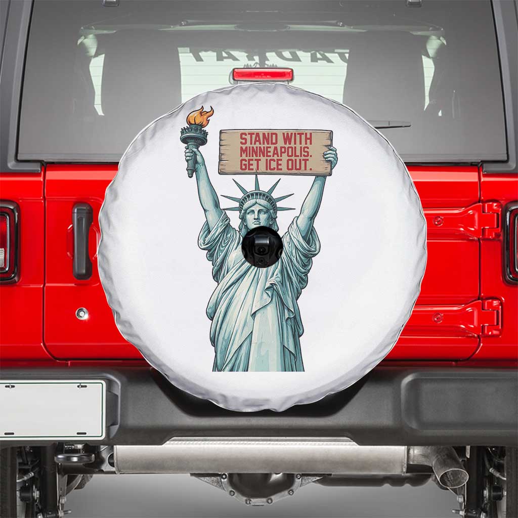 Stand With Minneapolis Spare Tire Cover Statue Of Liberty Torch Justice Support TS12 White Print Your Wear