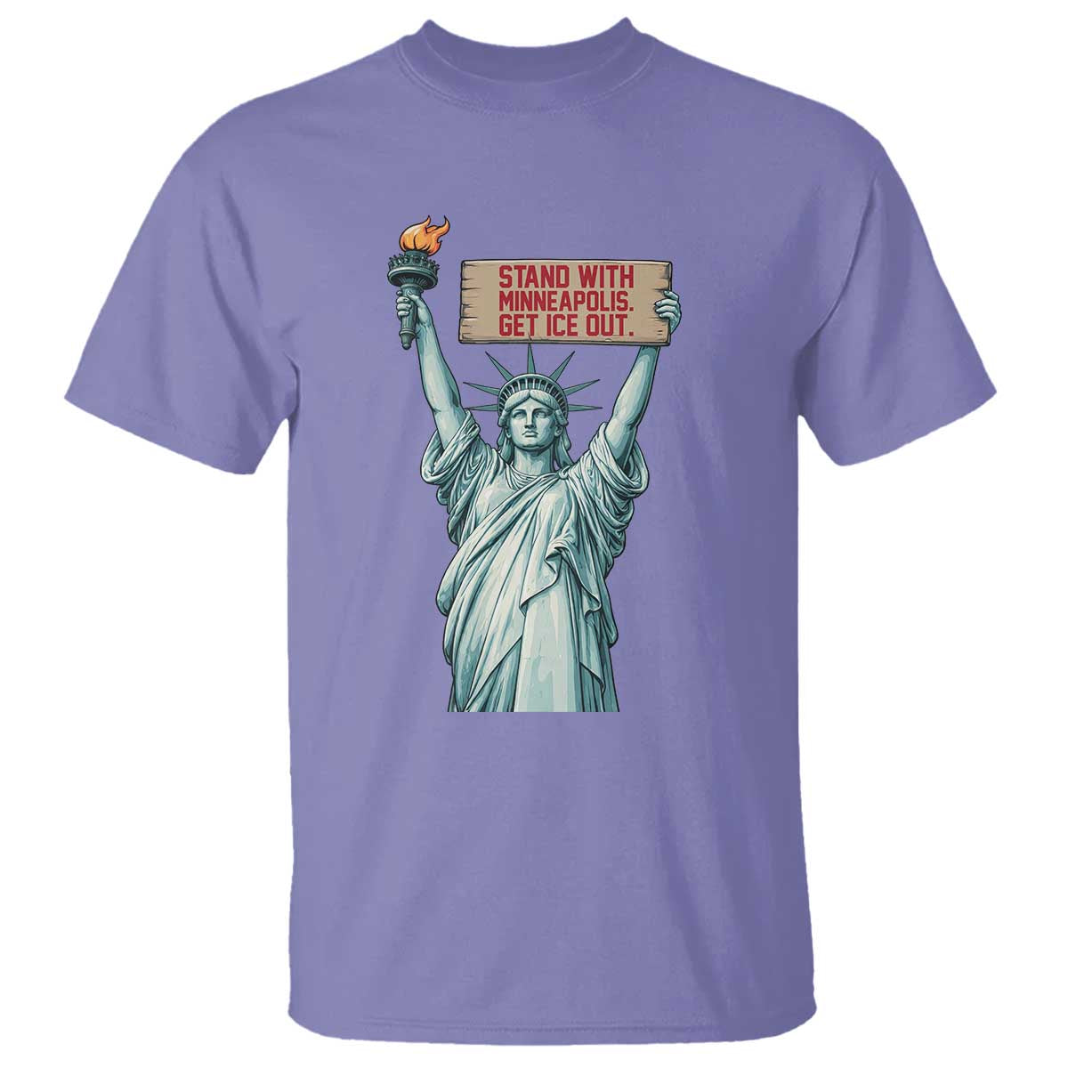 Stand With Minneapolis T Shirt Statue Of Liberty Torch Justice Support TS12 Violet Print Your Wear