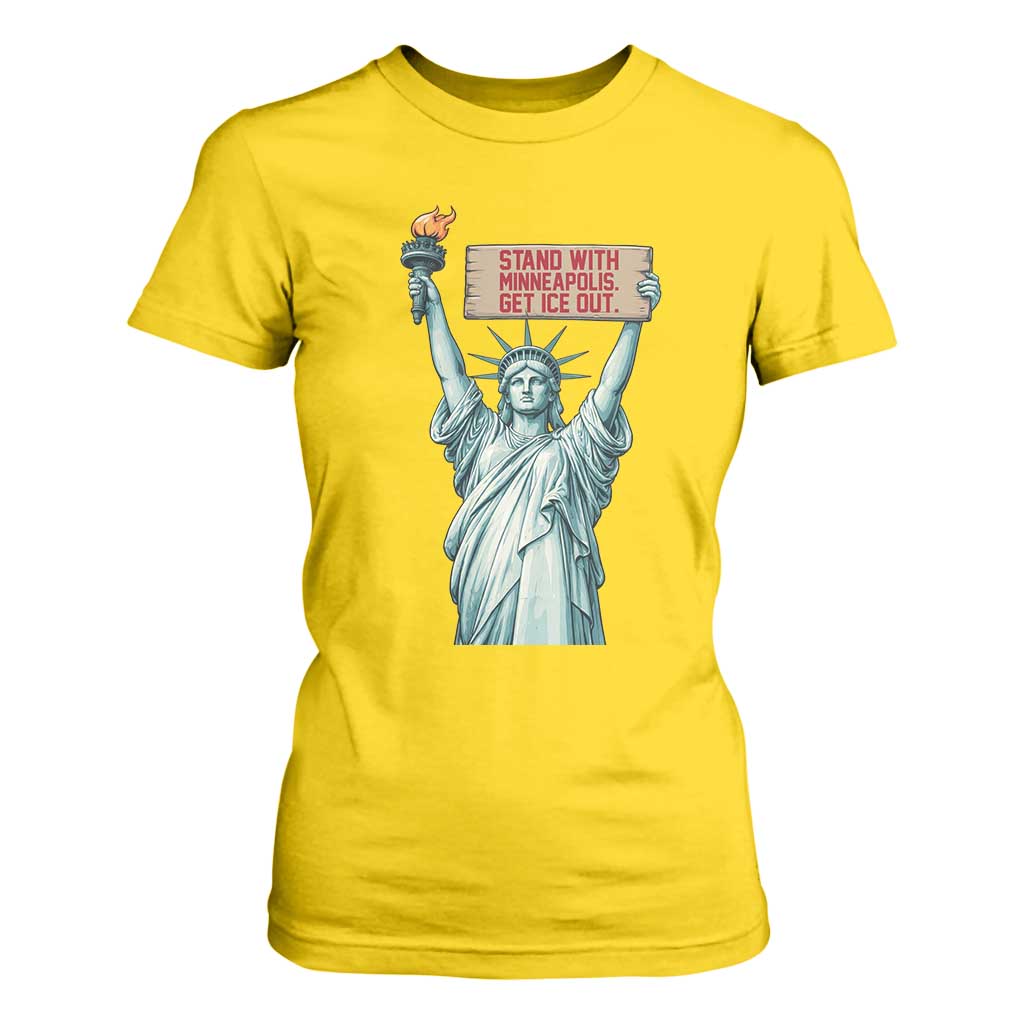 Stand With Minneapolis T Shirt For Women Statue Of Liberty Torch Justice Support TS12 Daisy Print Your Wear