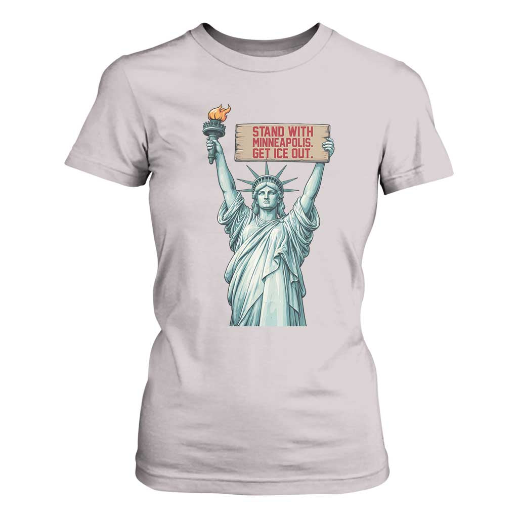 Stand With Minneapolis T Shirt For Women Statue Of Liberty Torch Justice Support TS12 Ice Gray Print Your Wear