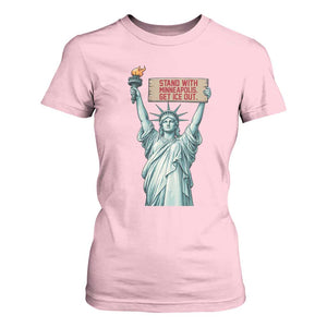 Stand With Minneapolis T Shirt For Women Statue Of Liberty Torch Justice Support TS12 Light Pink Print Your Wear