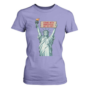 Stand With Minneapolis T Shirt For Women Statue Of Liberty Torch Justice Support TS12 Violet Print Your Wear