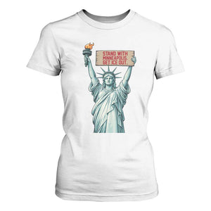 Stand With Minneapolis T Shirt For Women Statue Of Liberty Torch Justice Support TS12 White Print Your Wear