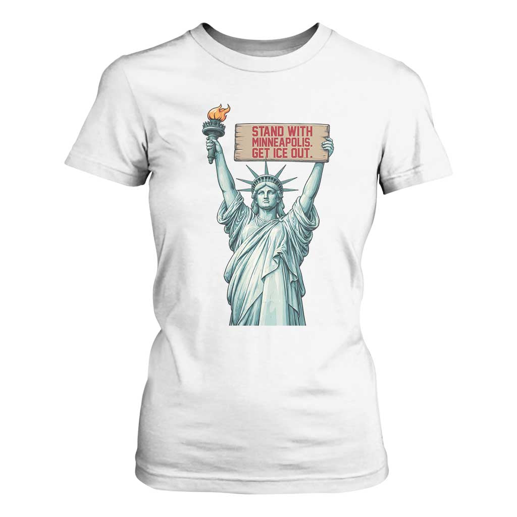Stand With Minneapolis T Shirt For Women Statue Of Liberty Torch Justice Support TS12 White Print Your Wear