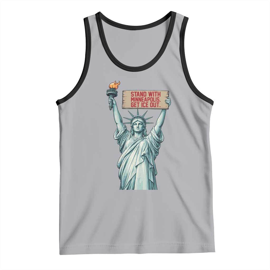 Stand With Minneapolis Tank Top Statue Of Liberty Torch Justice Support TS12 Athletic Heather Black Print Your Wear