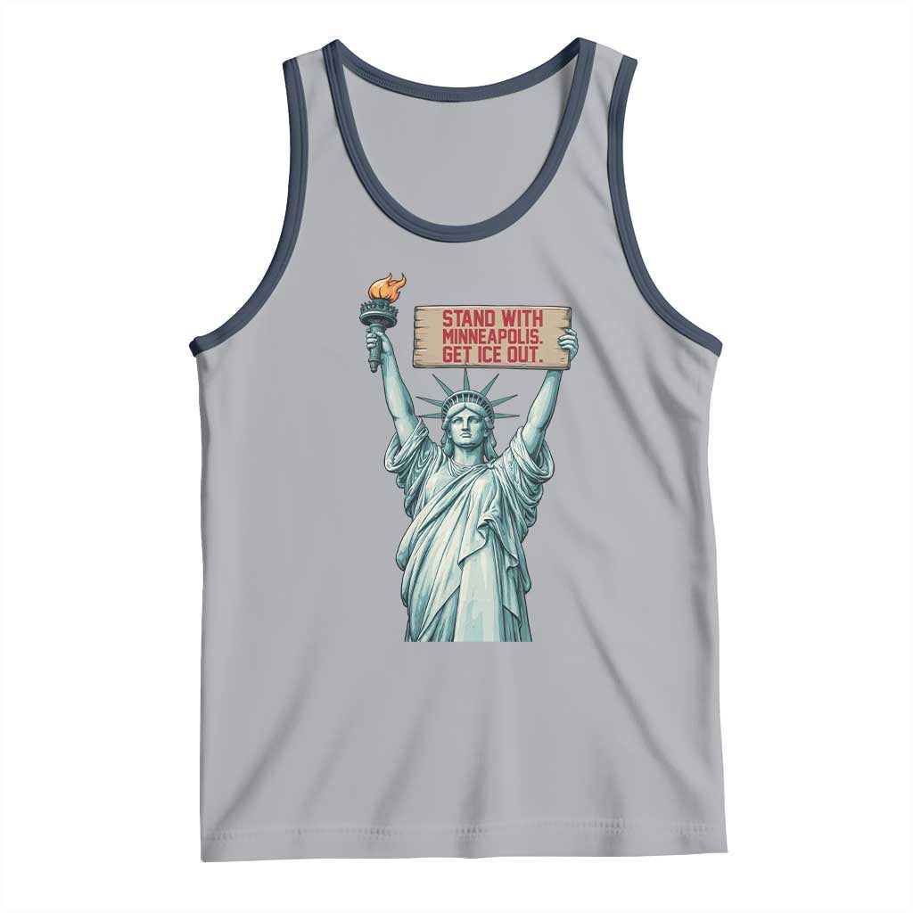 Stand With Minneapolis Tank Top Statue Of Liberty Torch Justice Support TS12 Athletic Heather Navy Print Your Wear