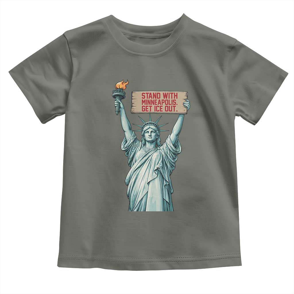 Stand With Minneapolis Toddler T Shirt Statue Of Liberty Torch Justice Support TS12 Military Green Print Your Wear