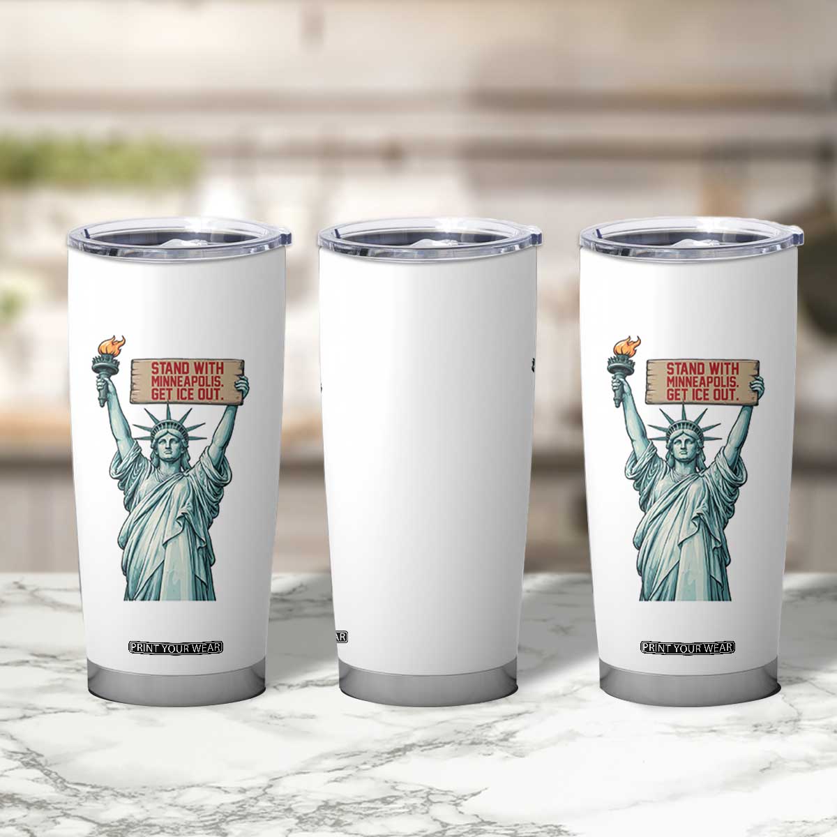 Stand With Minneapolis Tumbler Cup Statue Of Liberty Torch Justice Support TS12 Print Your Wear