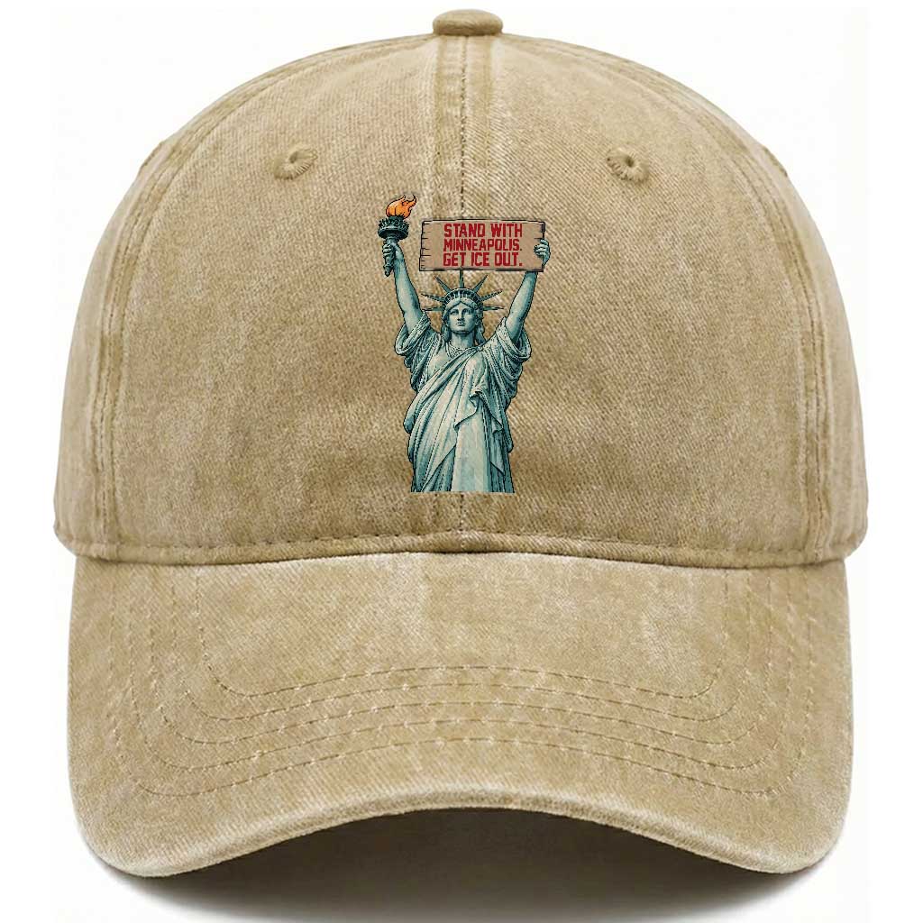 Stand With Minneapolis Washed Cotton Baseball Cap Statue Of Liberty Torch Justice Support TS12 Print Your Wear