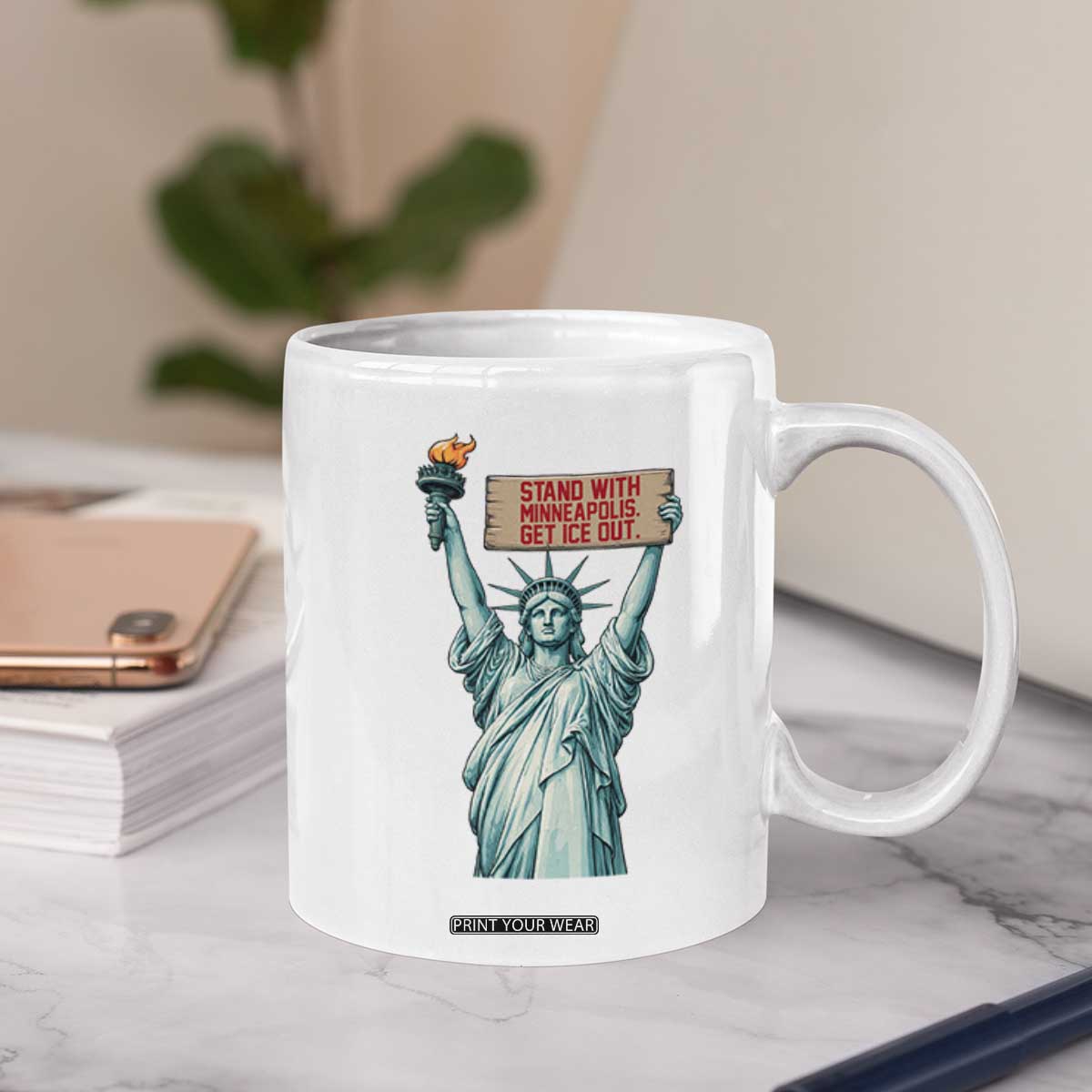 Stand With Minneapolis Coffee Mug Statue Of Liberty Torch Justice Support TS12 Print Your Wear