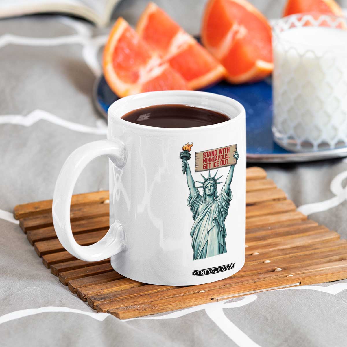 Stand With Minneapolis Coffee Mug Statue Of Liberty Torch Justice Support TS12 Print Your Wear